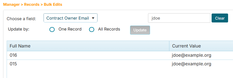 Bulk Edits for email address
