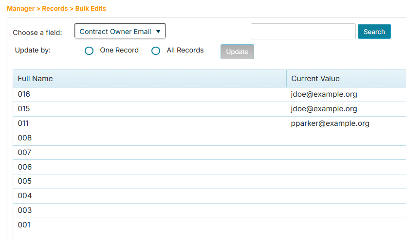 Dropdown field selected for bulk edits