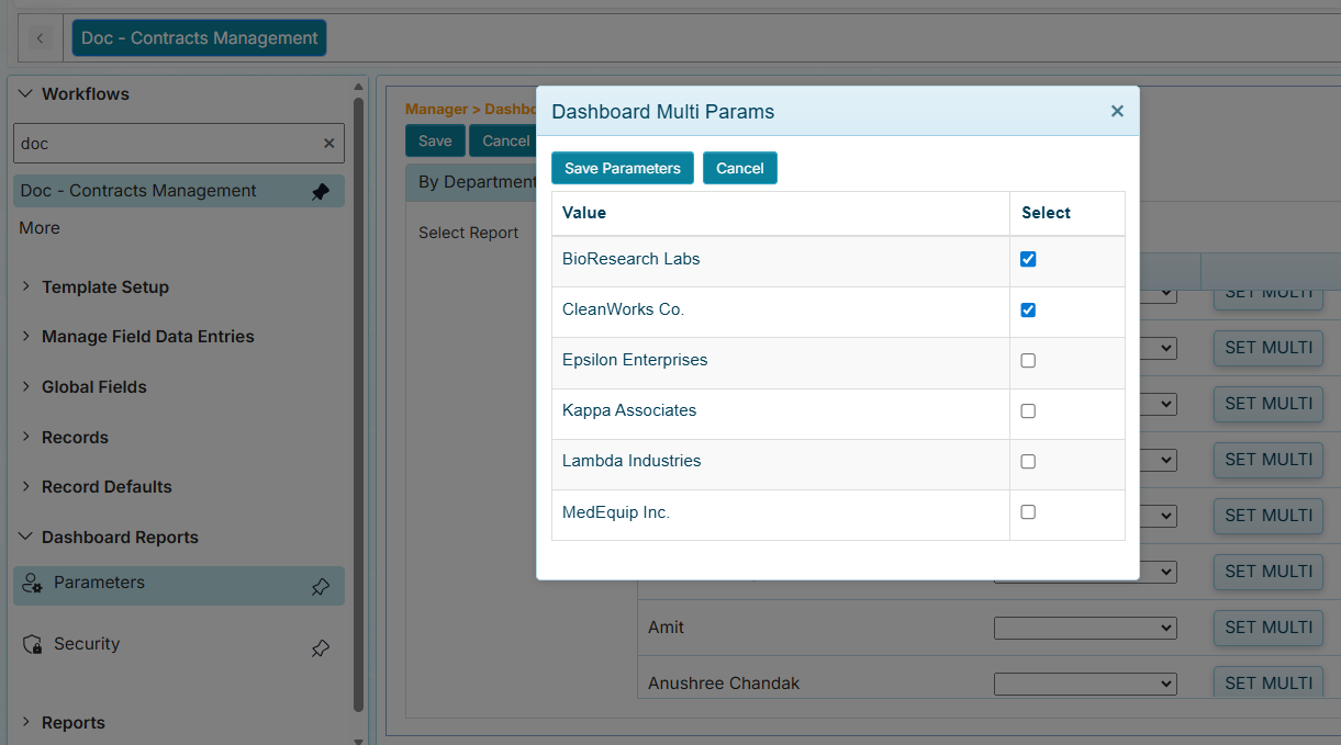 Dashboard Parameters - Set Multiple row option