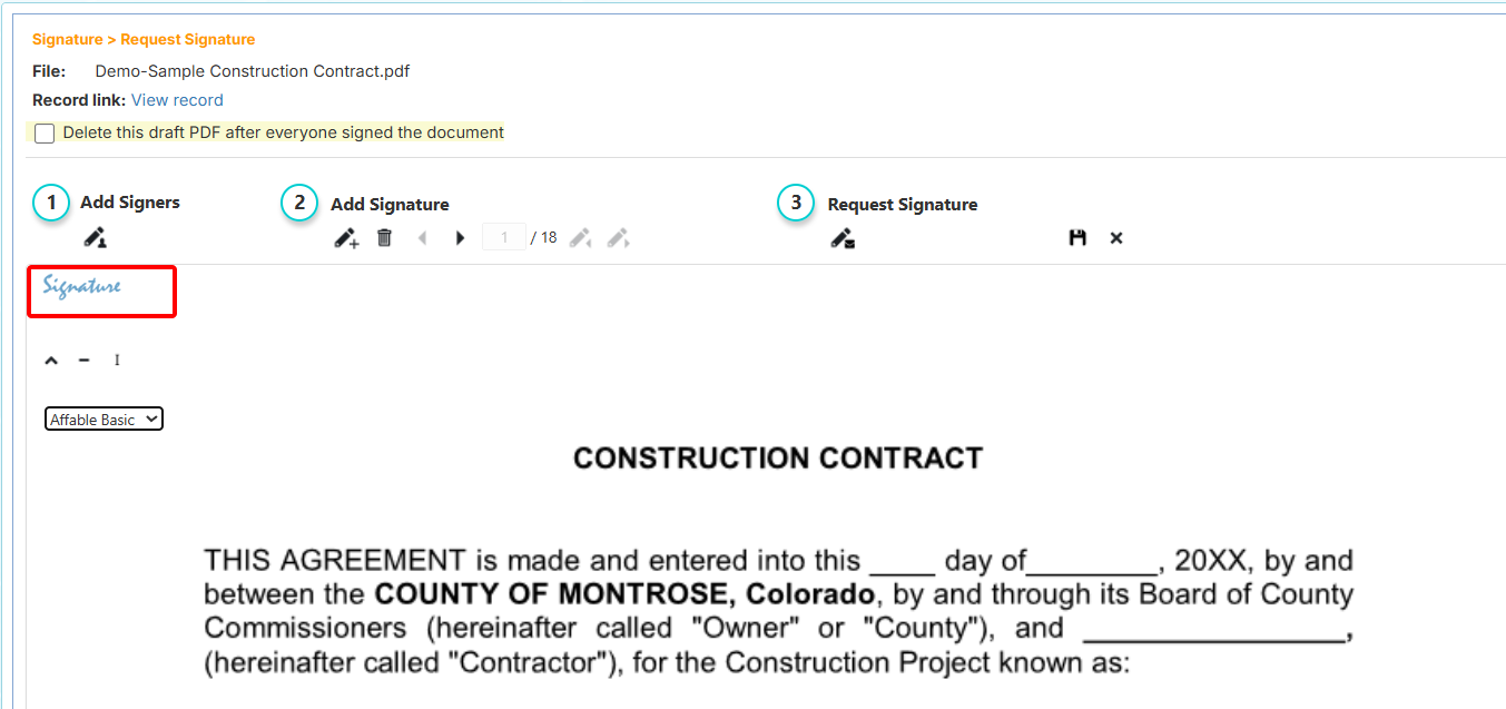 Electronic Signature placement