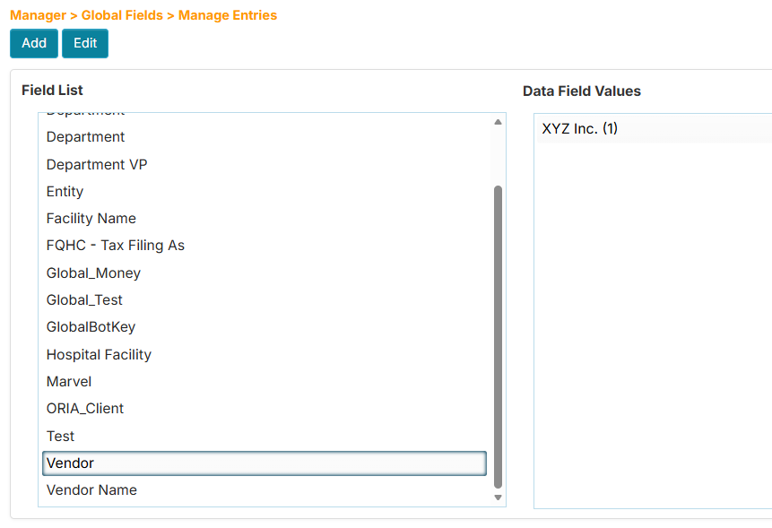 Global field displayed in the workflow form