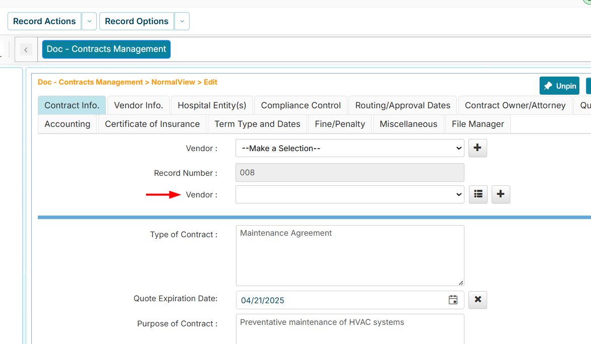 Global field displayed in the workflow form
