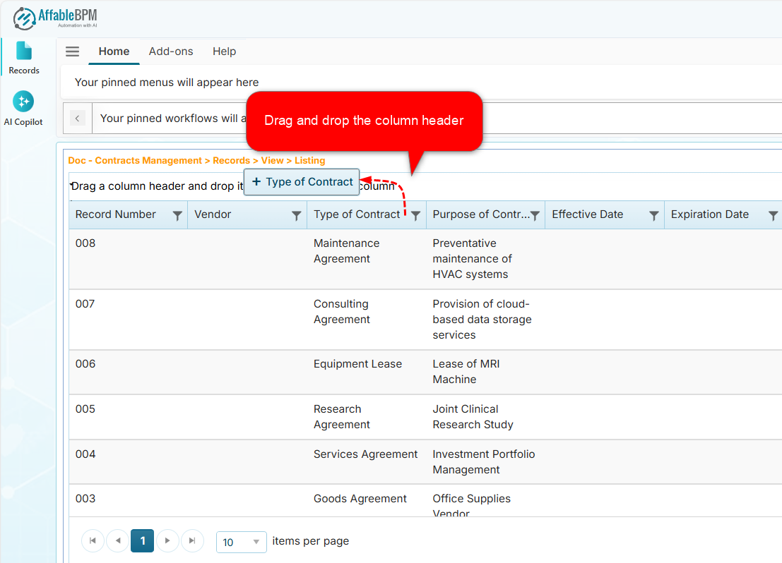 How to group rows by column header