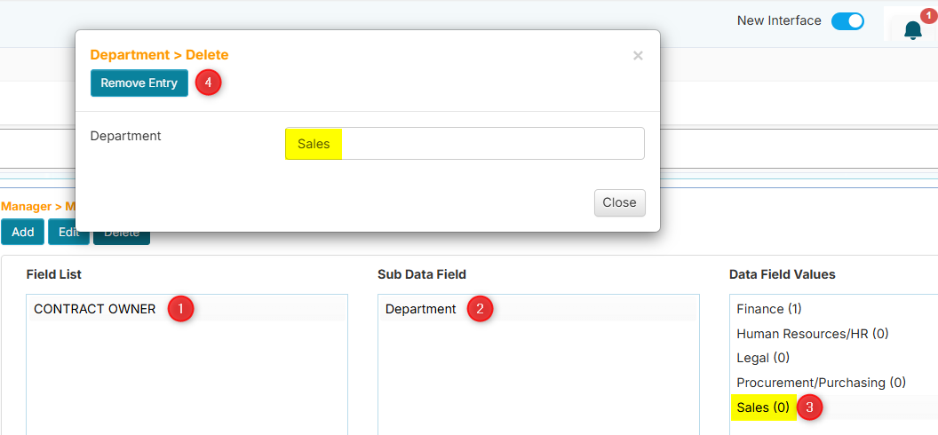 Sub Single Field - Remove entry sample