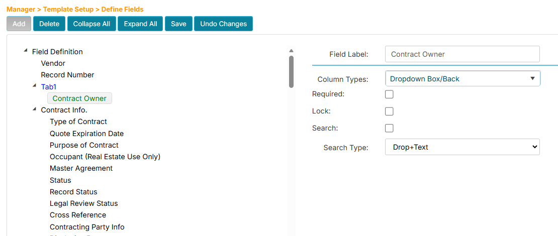 Adding a Dropdown Box/Back field