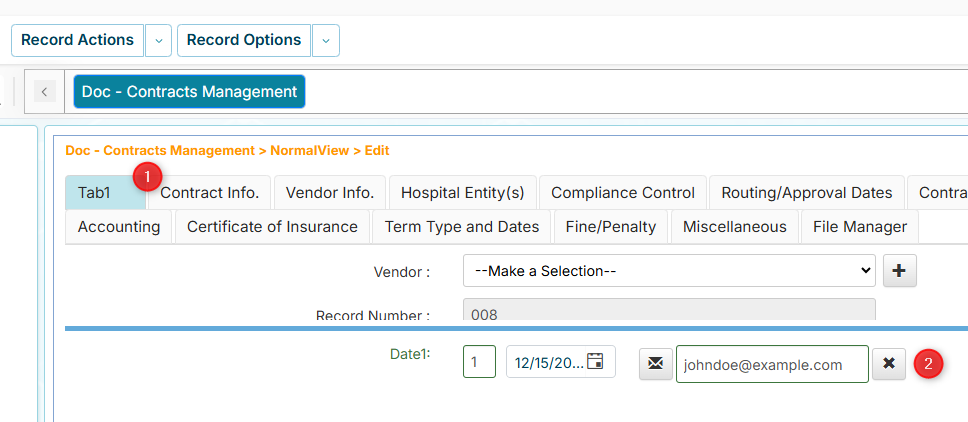 Date field with advance notification in the record