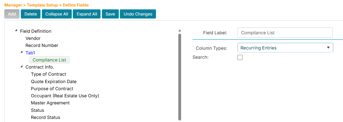 Adding a Recurring Entries field