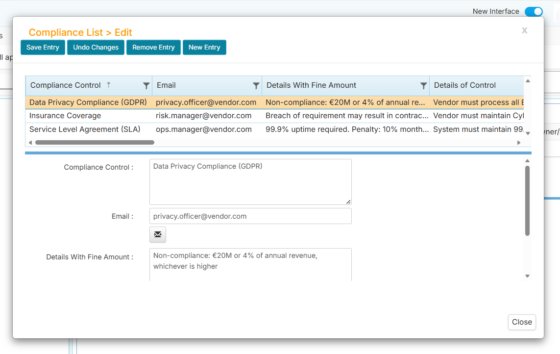 Recurring Entries items