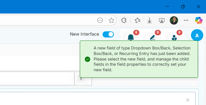 New Dropdown Box/Back field reminder