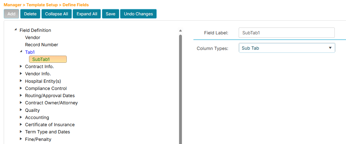 Adding a Sub Tab field